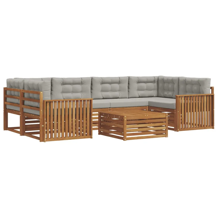 Ensemble de canapés d'extérieur 7 pcs Gris Naturel et Clair - 2