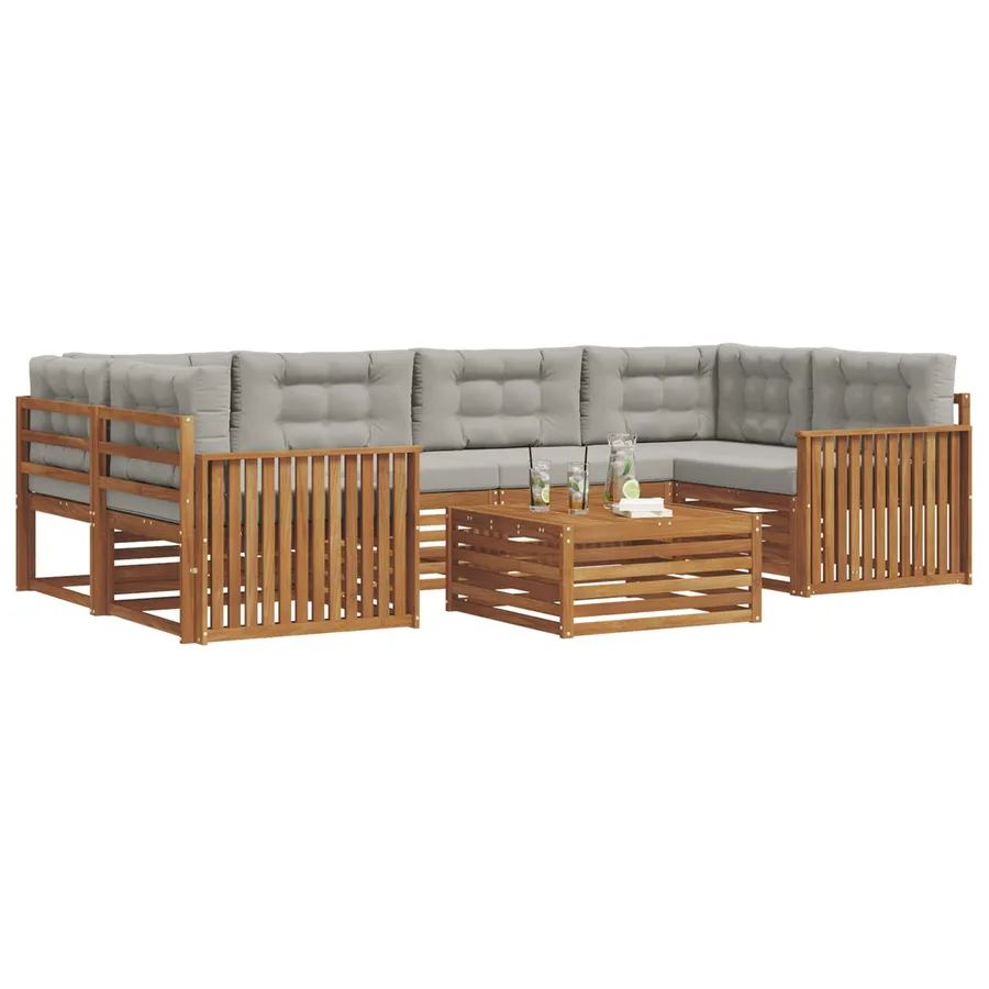 Ensemble de canapés d'extérieur 7 pcs Gris Naturel et Clair - 3