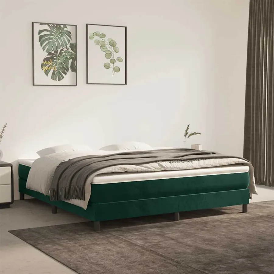 Sommier à lattes de lit et matelas Vert foncé 180x200cm Velours