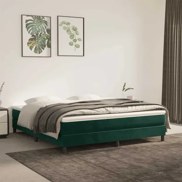 Sommier à lattes de lit et matelas Vert foncé 180x200cm Velours