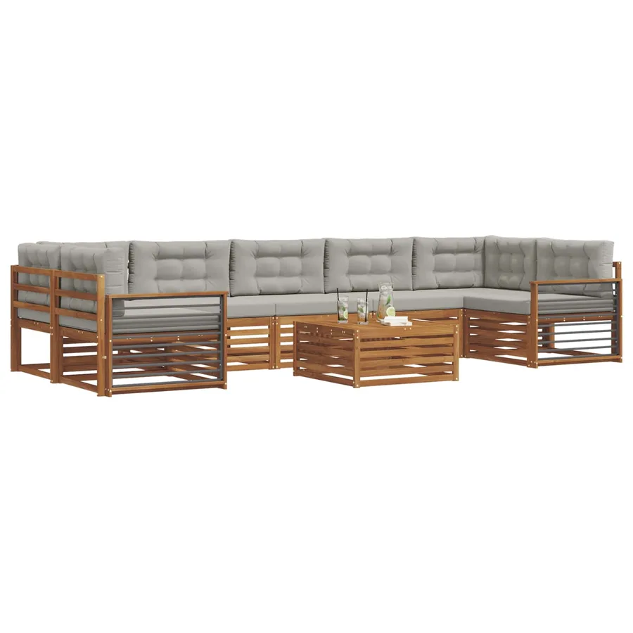 Ensemble de canapés d'extérieur 8 pcs Gris Naturel et Clair - 3
