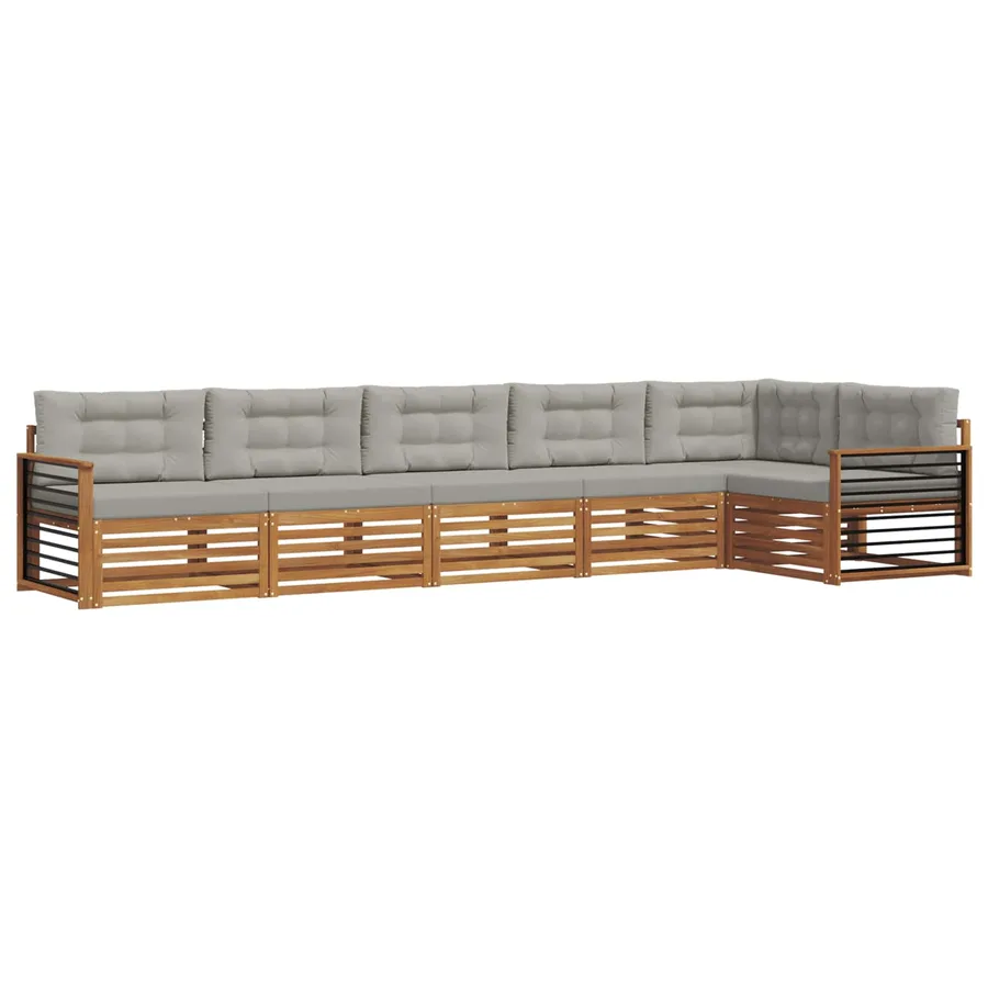 Ensemble de canapés d'extérieur 6 pcs Gris Naturel et Clair - 2