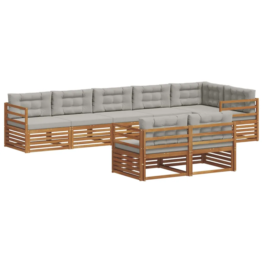 Ensemble de canapés d'extérieur 8 pcs Gris Naturel et Clair - 2