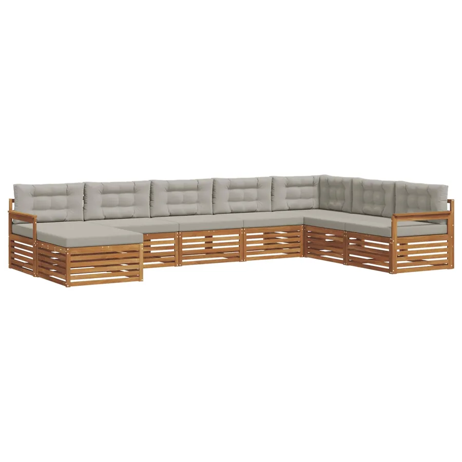 Ensemble de canapés d'extérieur 8 pcs Gris Naturel et Clair - 2