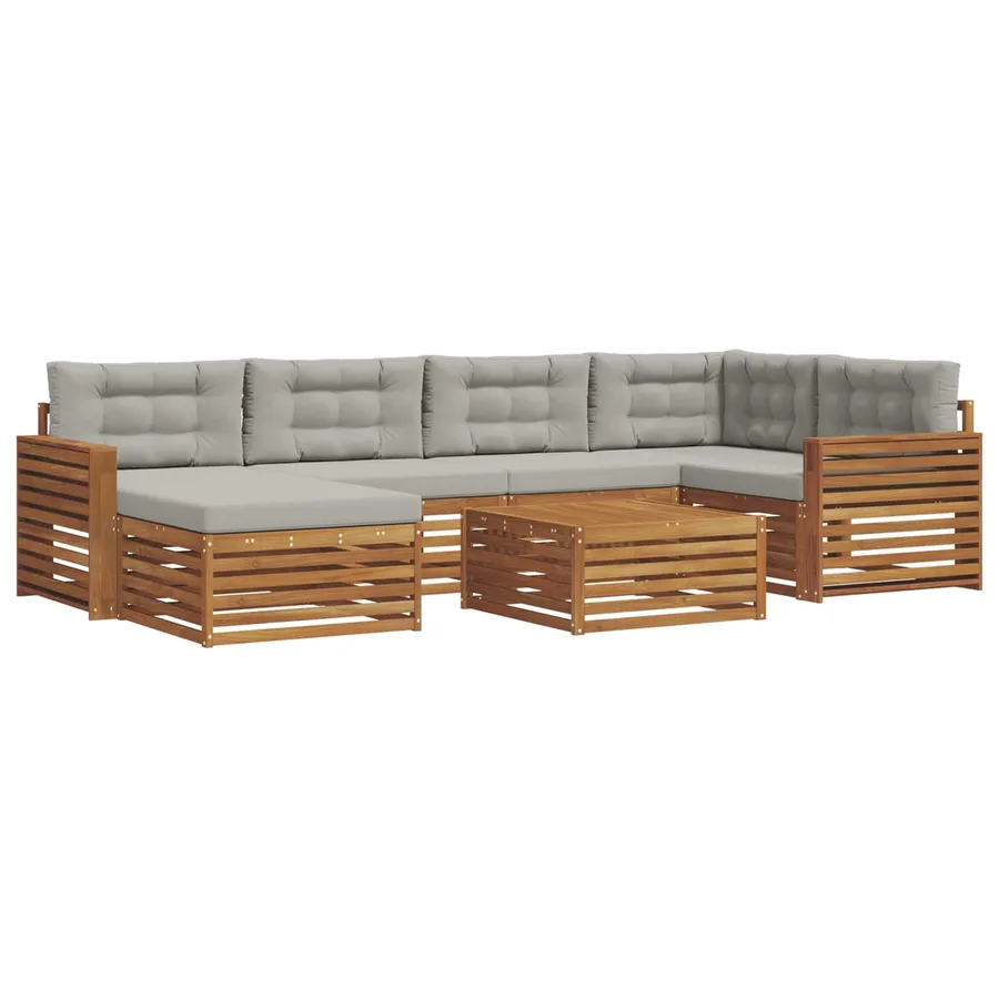 Ensemble de canapés d'extérieur 7 pcs Gris Naturel et Clair - 2