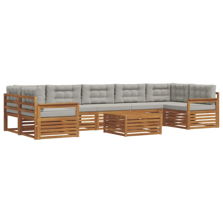 Ensemble de canapés d'extérieur 8 pcs Gris Naturel et Clair - 2
