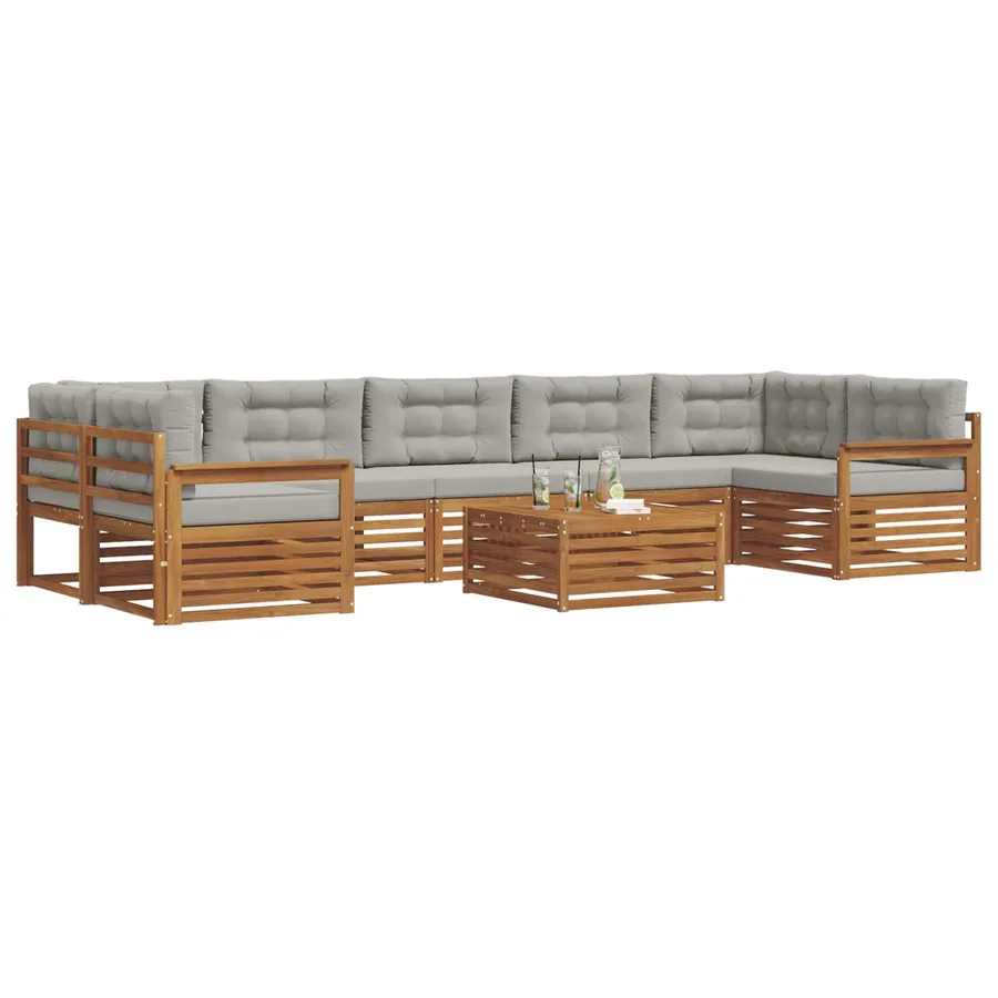 Ensemble de canapés d'extérieur 8 pcs Gris Naturel et Clair - 3