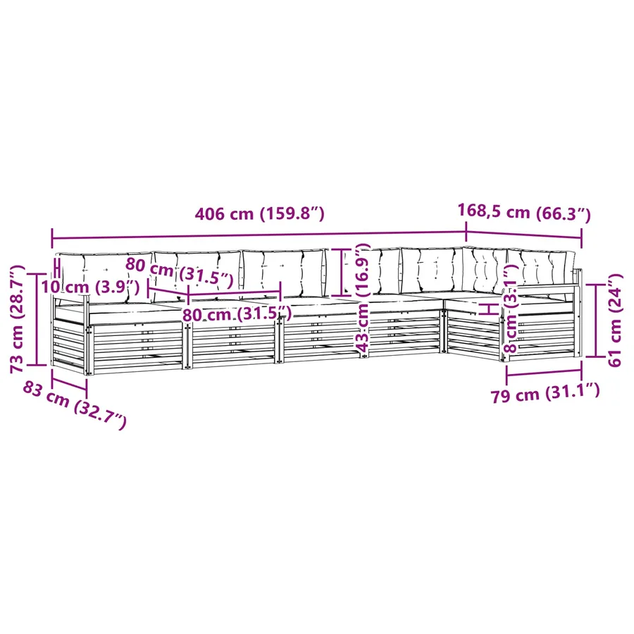 Ensemble de canapés d'extérieur 6 pcs Gris Naturel et Clair - 8