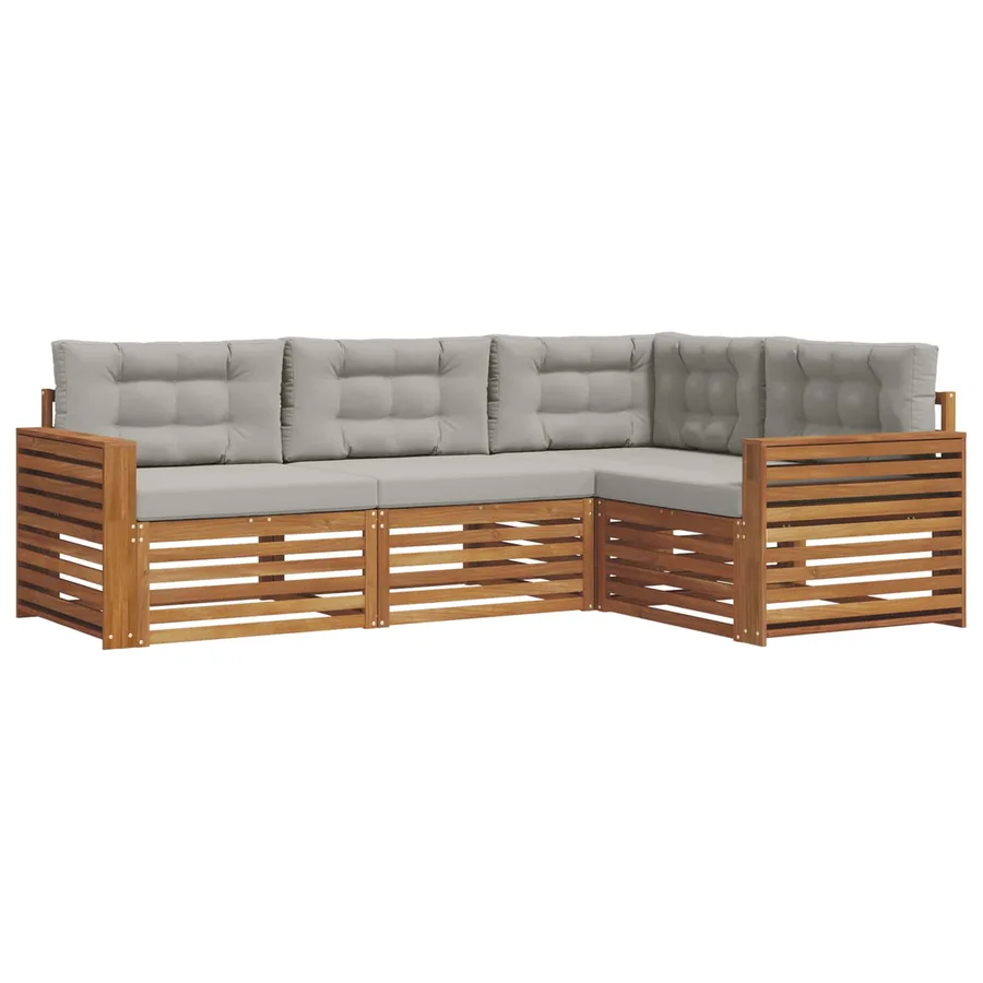 Ensemble de canapés d'extérieur 4 pcs Gris Naturel et Clair - 2