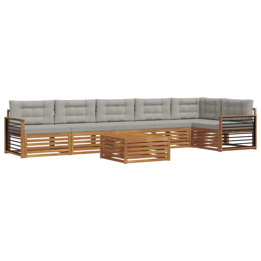 Ensemble de canapés d'extérieur 7 pcs Gris Naturel et Clair - 2