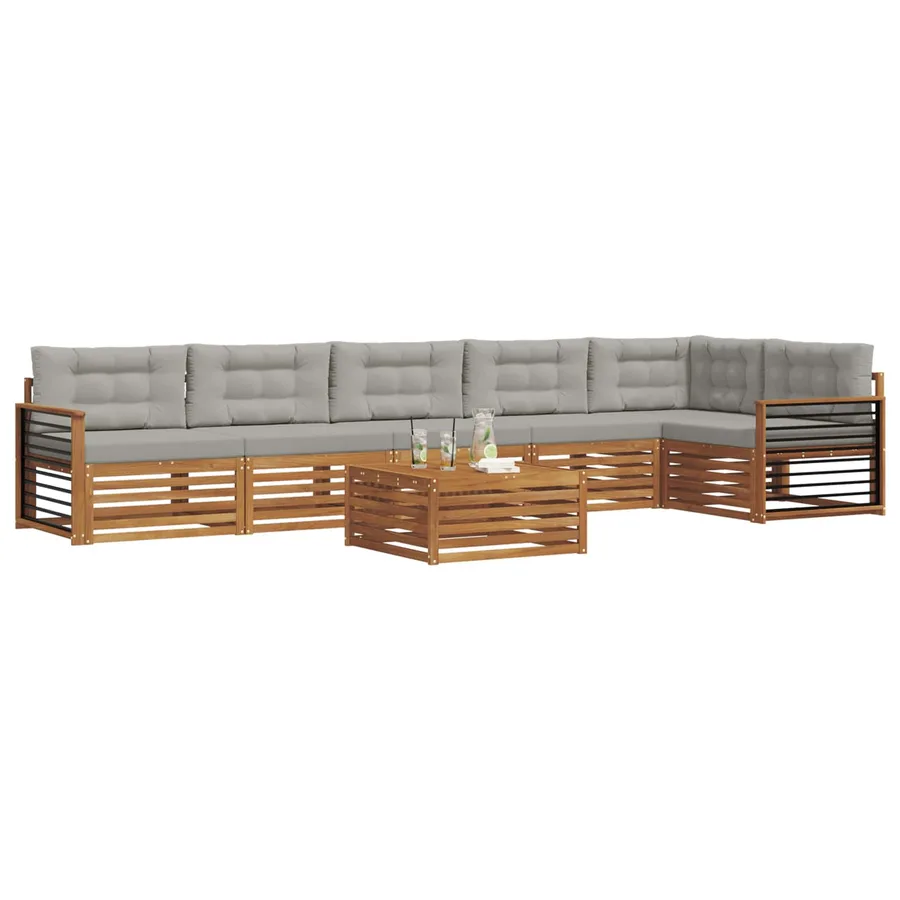 Ensemble de canapés d'extérieur 7 pcs Gris Naturel et Clair - 3