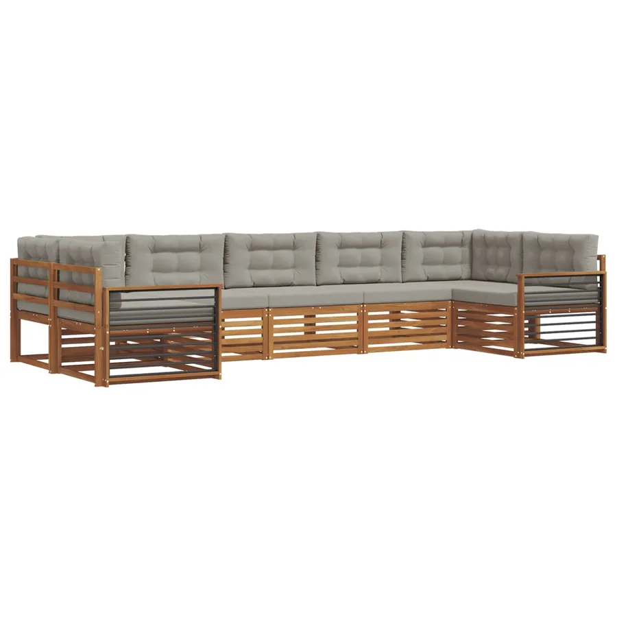 Ensemble de canapés d'extérieur 7 pcs Gris Naturel et Clair - 2