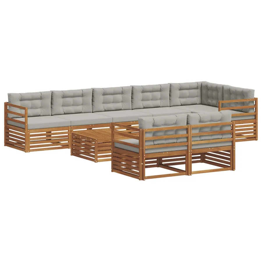 Ensemble de canapés d'extérieur 9 pcs Gris Naturel et Clair - 2