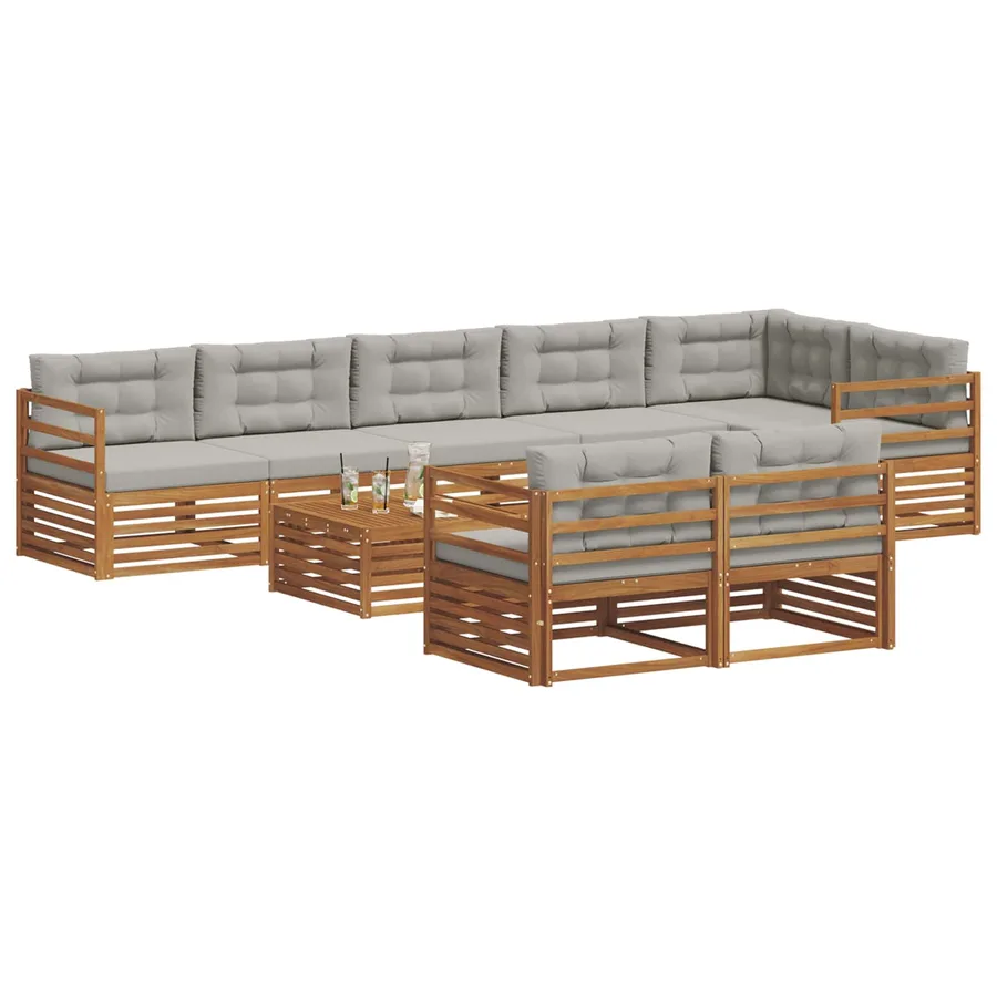 Ensemble de canapés d'extérieur 9 pcs Gris Naturel et Clair - 3