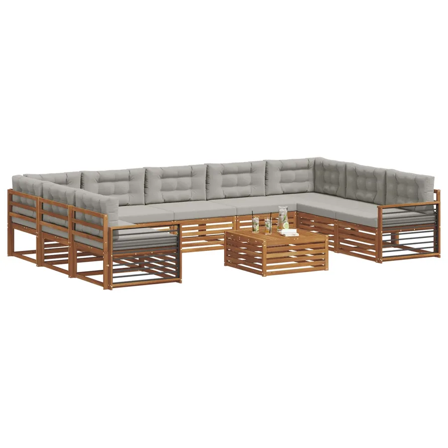 Ensemble de canapés d'extérieur 10 pcs Gris Naturel et Clair - 3