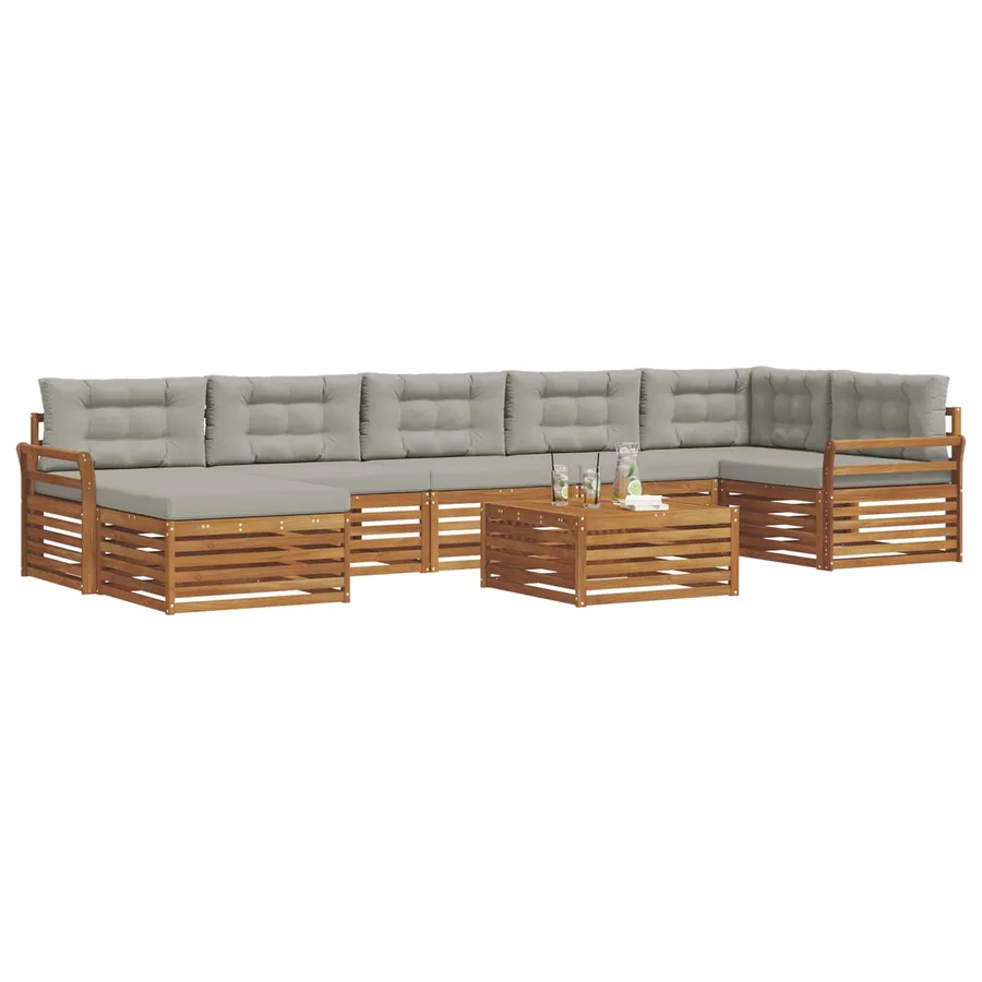 Ensemble de canapés d'extérieur 8 pcs Gris Naturel et Clair - 3