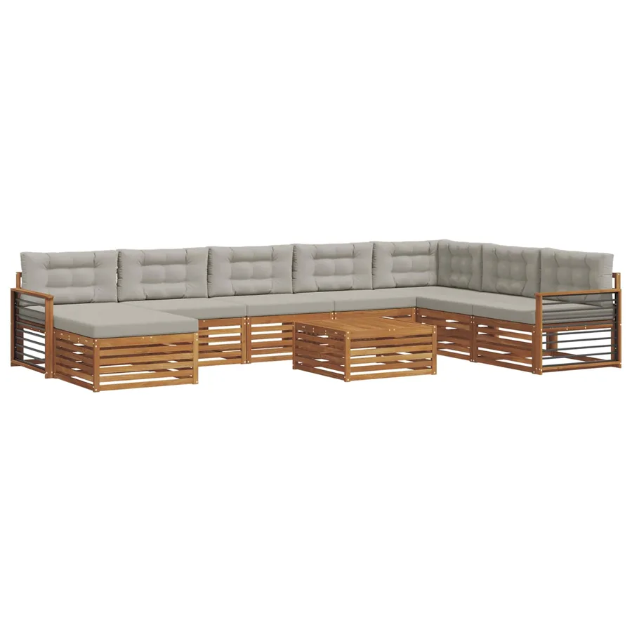 Ensemble de canapés d'extérieur 9 pcs Gris Naturel et Clair - 2