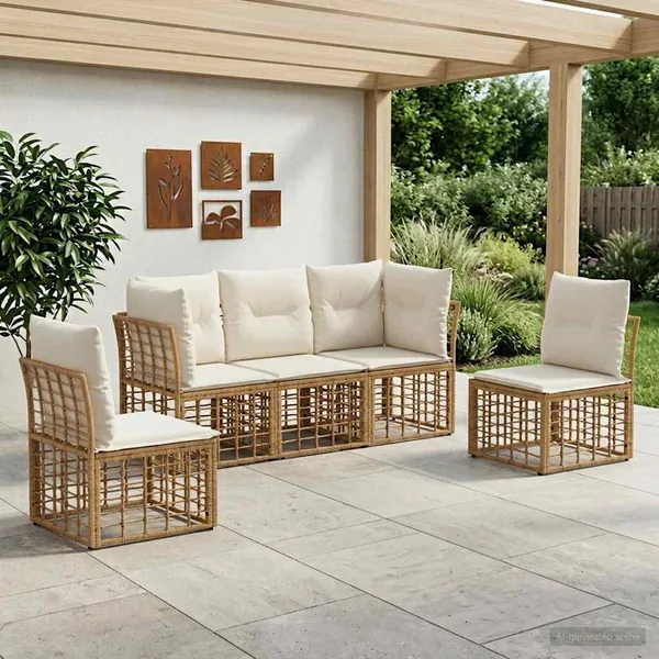 Ensemble de canapés d'extérieur Naturel Polyester