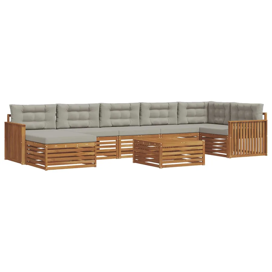 Ensemble de canapés d'extérieur 8 pcs Gris Naturel et Clair - 2