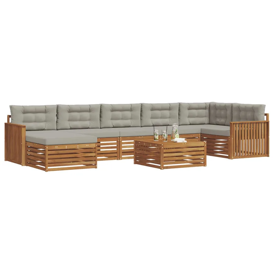 Ensemble de canapés d'extérieur 8 pcs Gris Naturel et Clair - 3