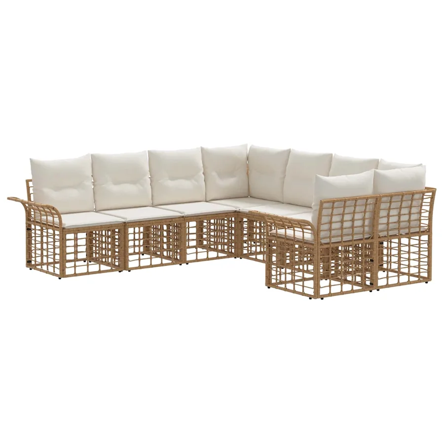 Ensemble de canapés d'extérieur 8 pcs Blanc Naturel et Crème - 2