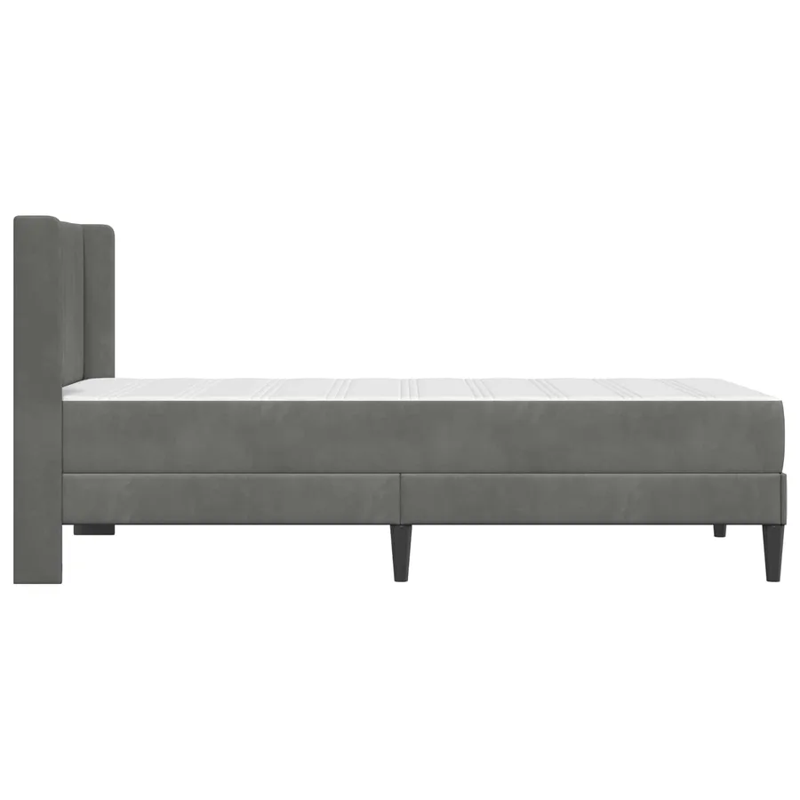 Cadre de lit avec matelas Gris foncé 100 x 200 cm Velours - 7