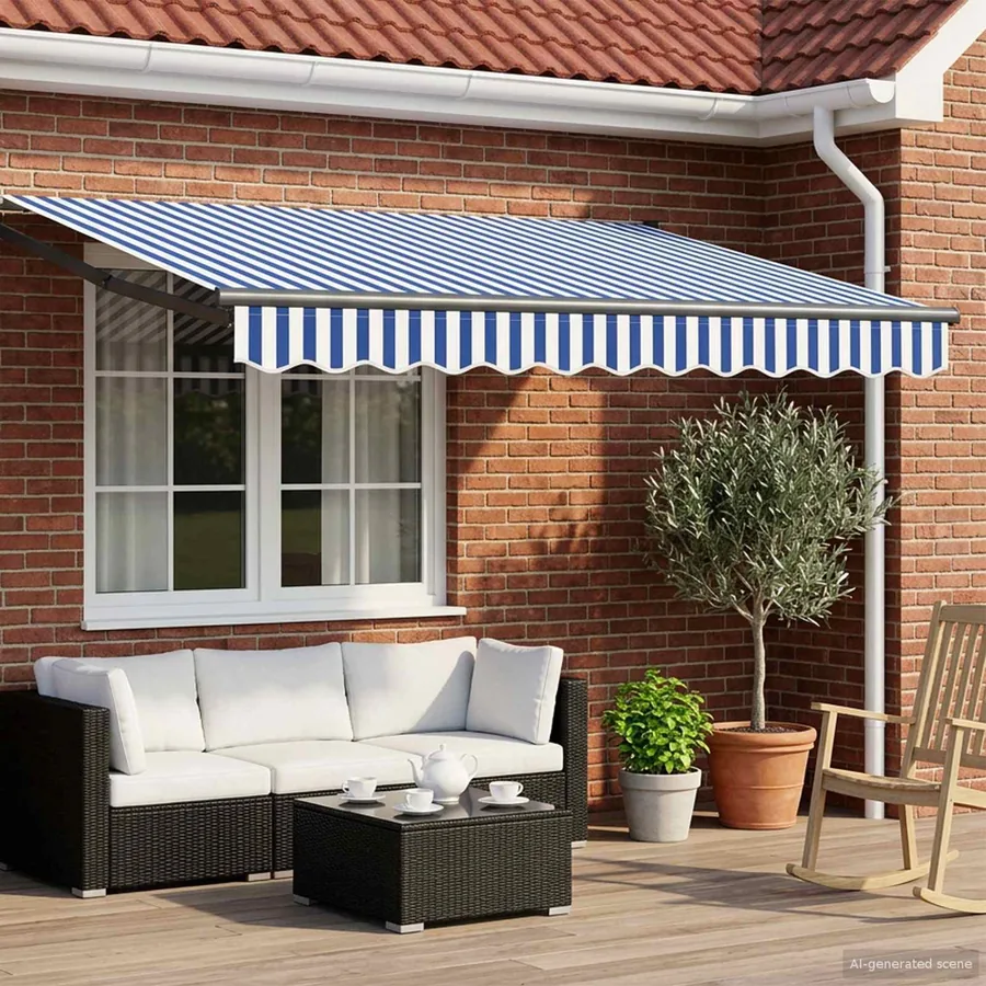 Auvent rétractable Bleu et Blanc 3,5 x 2 m