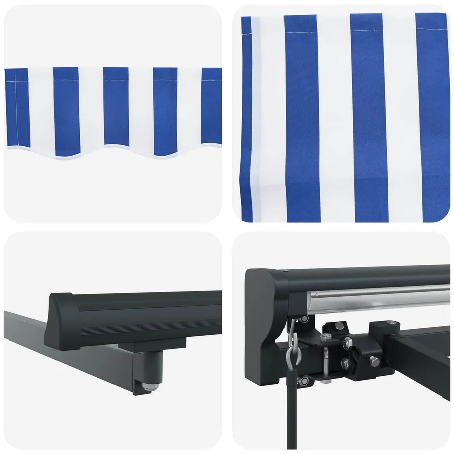 Auvent rétractable manuel Bleu et Blanc 3,5 x 2 m - 7