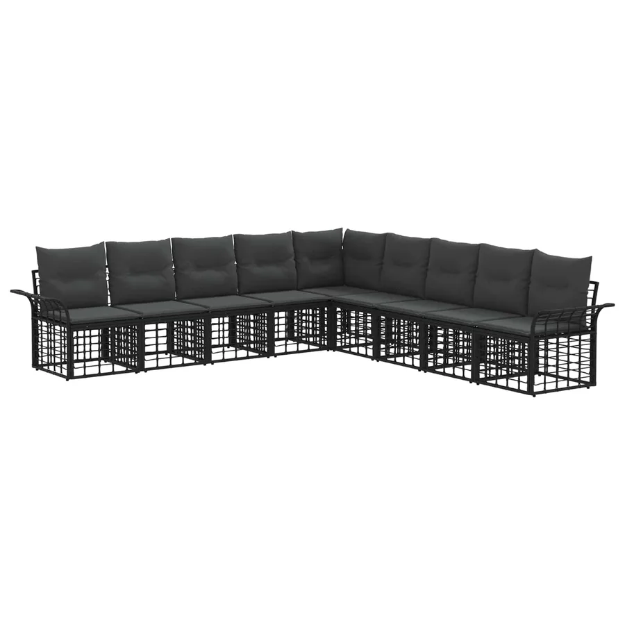 Ensemble de canapés d'extérieur 9 pcs Noir et Gris foncé - 2