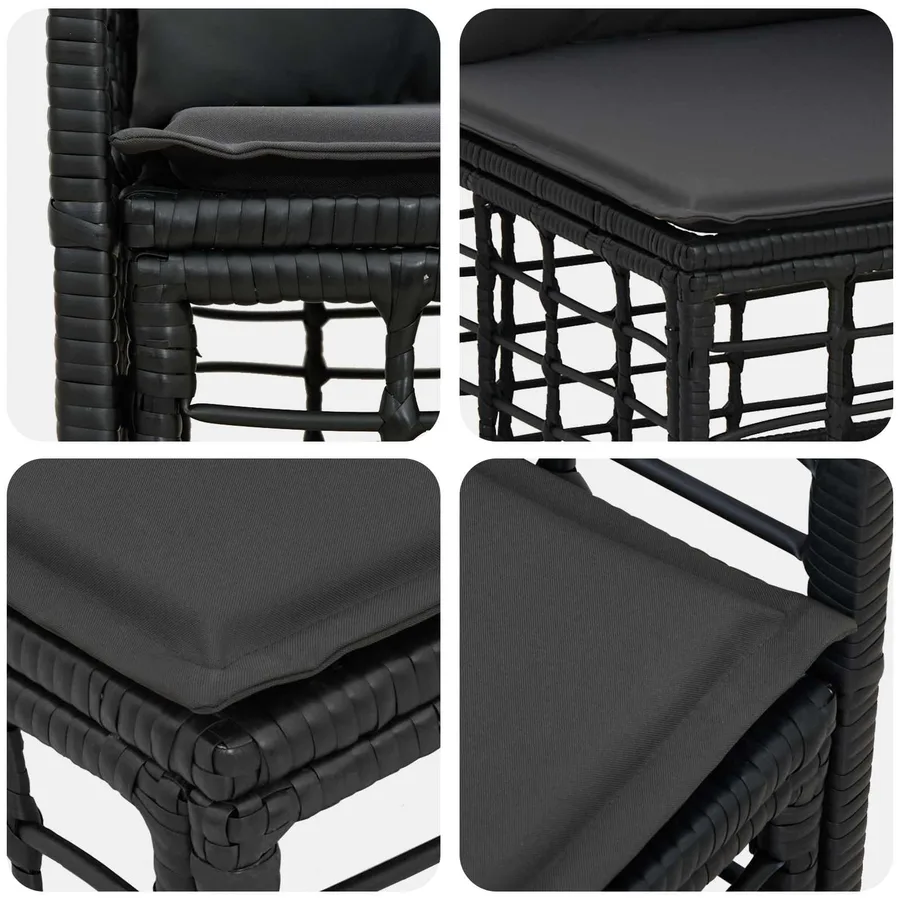 Ensemble de canapés d'extérieur 9 pcs Noir et Gris foncé - 7