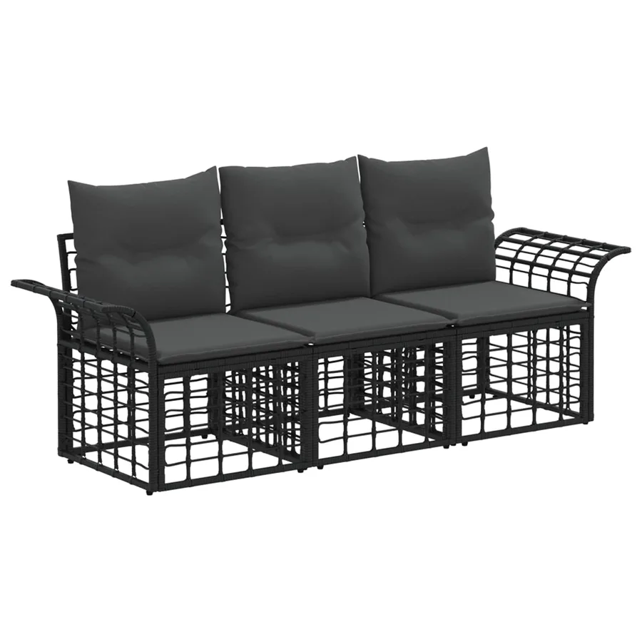 Ensemble de canapés d'extérieur 3 pcs Noir et Gris foncé - 2