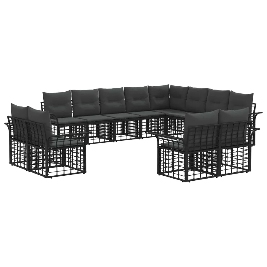 Ensemble de canapés d'extérieur 12 pcs Noir et Gris foncé - 2