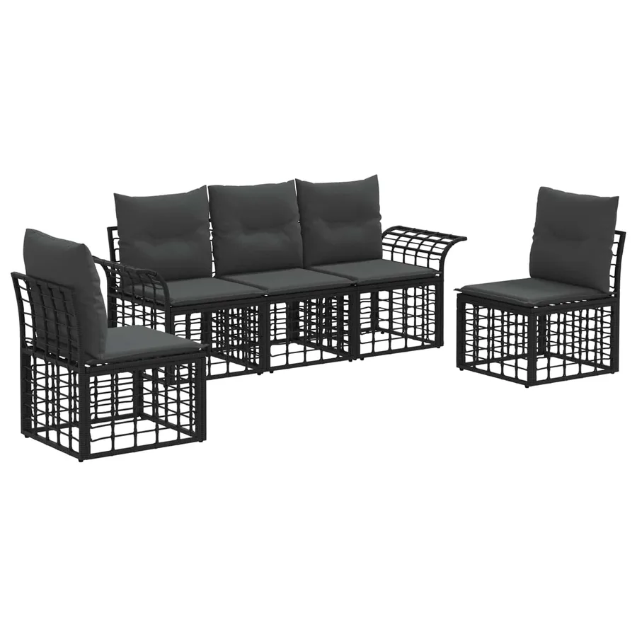 Ensemble de canapés d'extérieur 5 pcs Noir et Gris foncé - 2