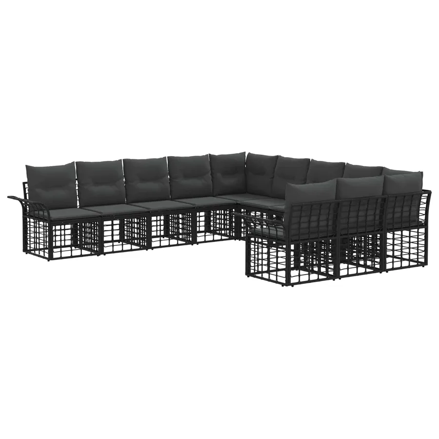 Ensemble de canapés d'extérieur 11 pcs Noir et Gris foncé - 2