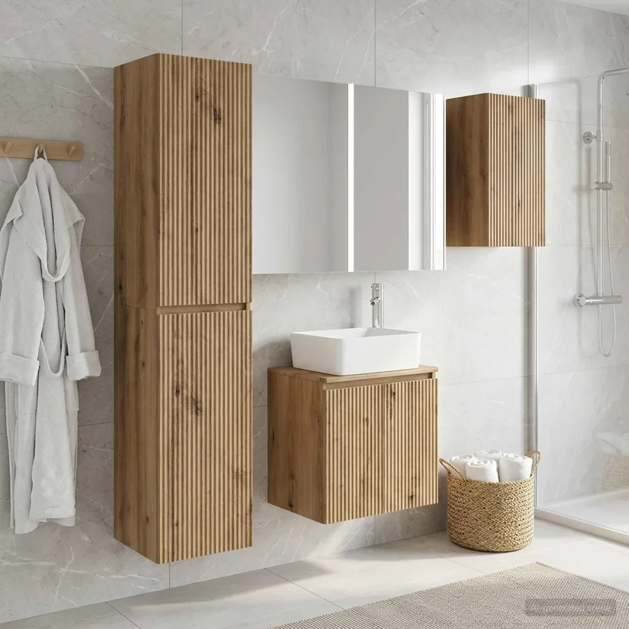 Ensemble d'armoire de salle de bain 5 pc Chêne artisanal