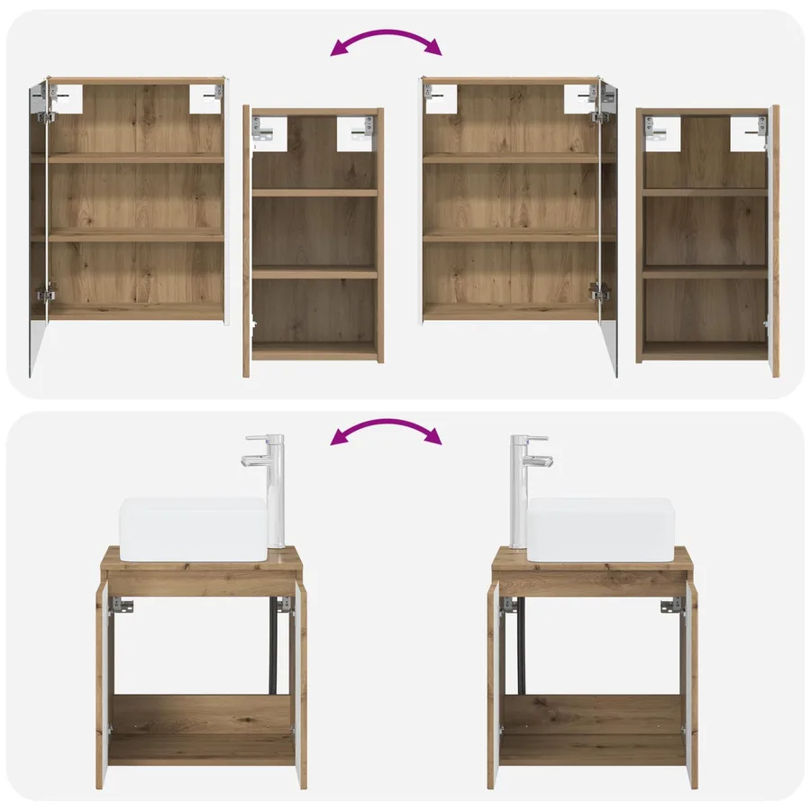 Ensemble d'armoire de salle de bain 5 pc Chêne artisanal - 14