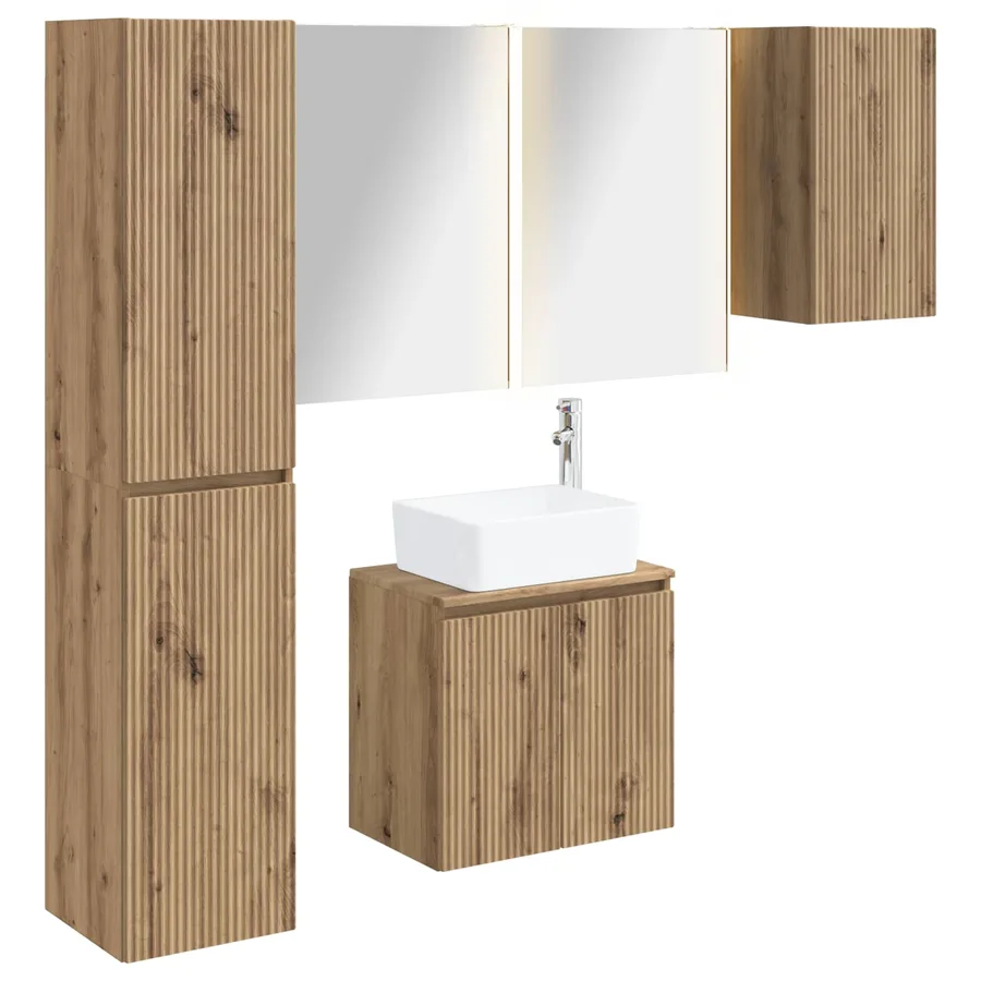 Ensemble d'armoire de salle de bain 5 pc Chêne artisanal - 2
