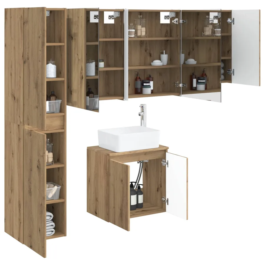 Ensemble d'armoire de salle de bain 5 pc Chêne artisanal - 3