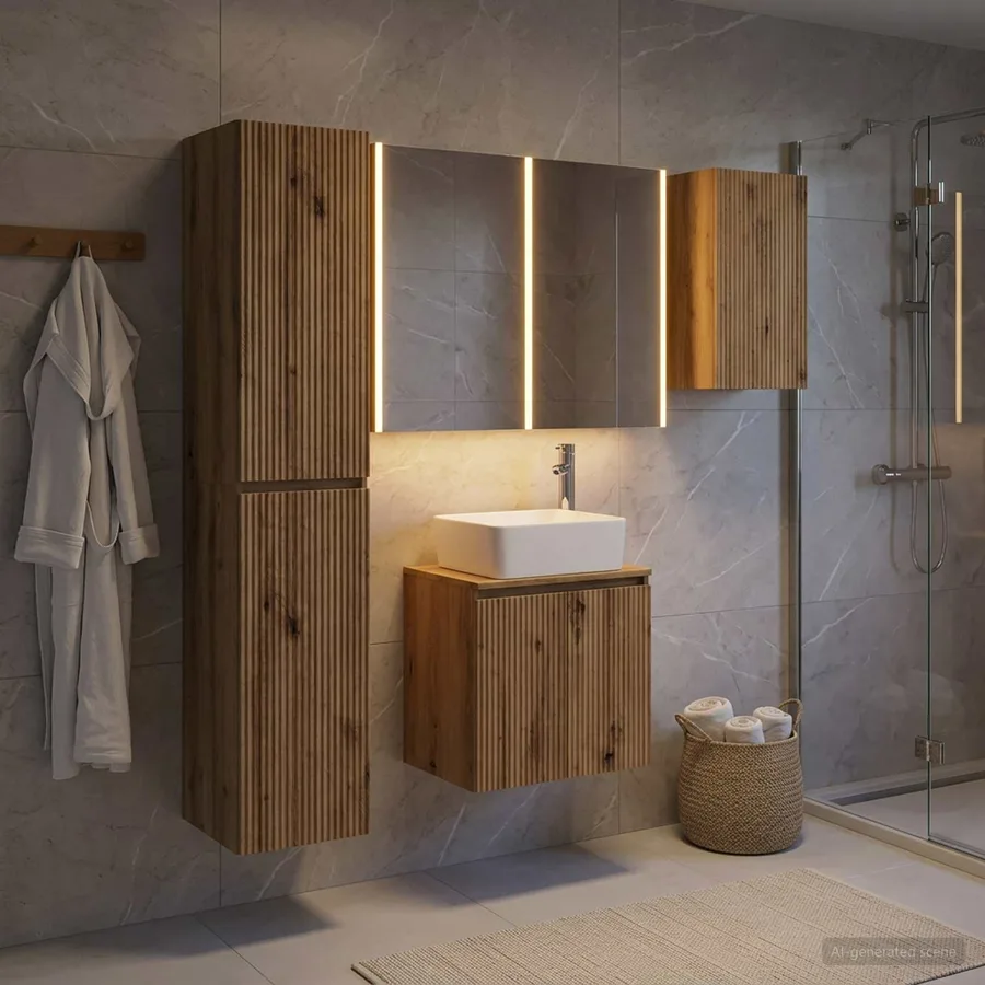 Ensemble d'armoire de salle de bain 5 pc Chêne artisanal - 4