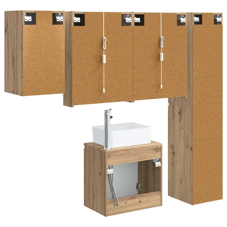 Ensemble d'armoire de salle de bain 5 pc Chêne artisanal - 9