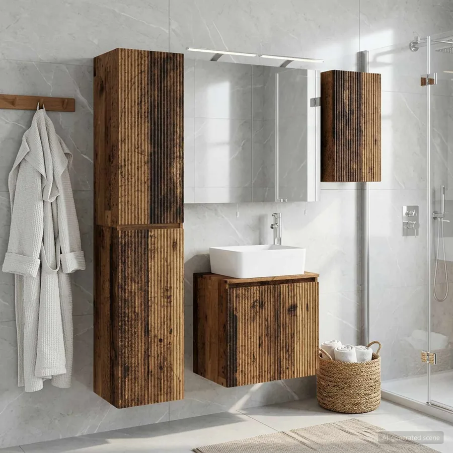 Ensemble d'armoire de salle de bain 5 pcs Bois ancien