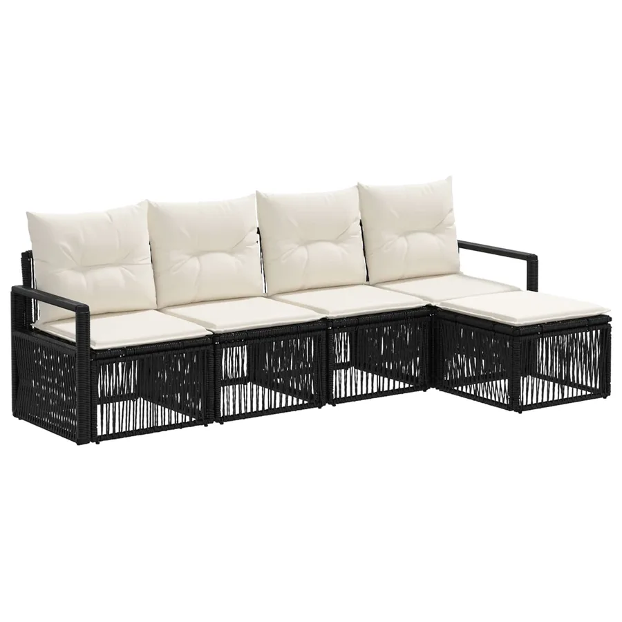Ensemble de canapé de jardin 4 pcs Noir polyrotin - 2
