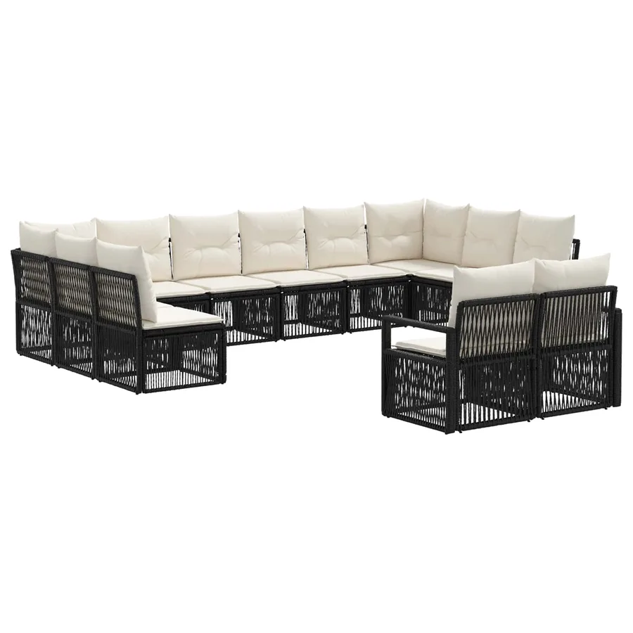 Ensemble de canapé de jardin 12 pcs Noir polyrotin - 2