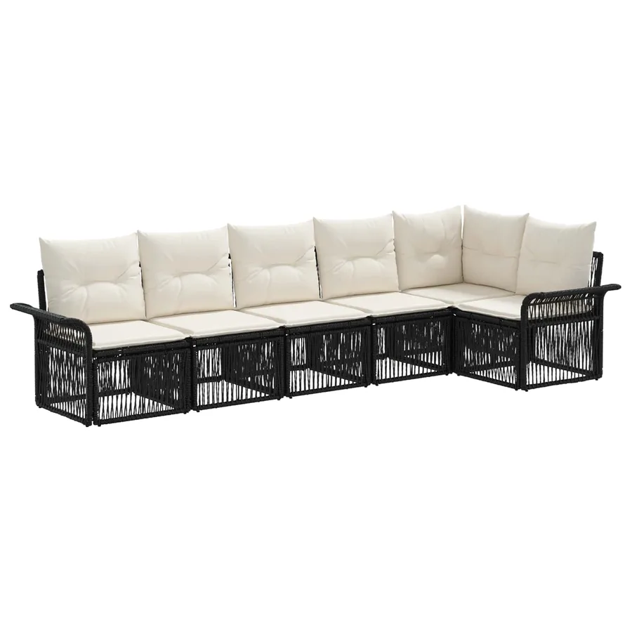 Ensemble de canapé de jardin 6 pcs Noir polyrotin - 2