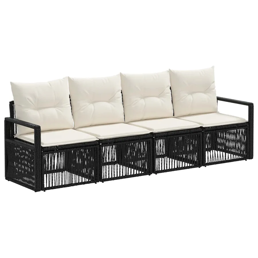 Ensemble de canapé de jardin 4 pcs Noir polyrotin - 2