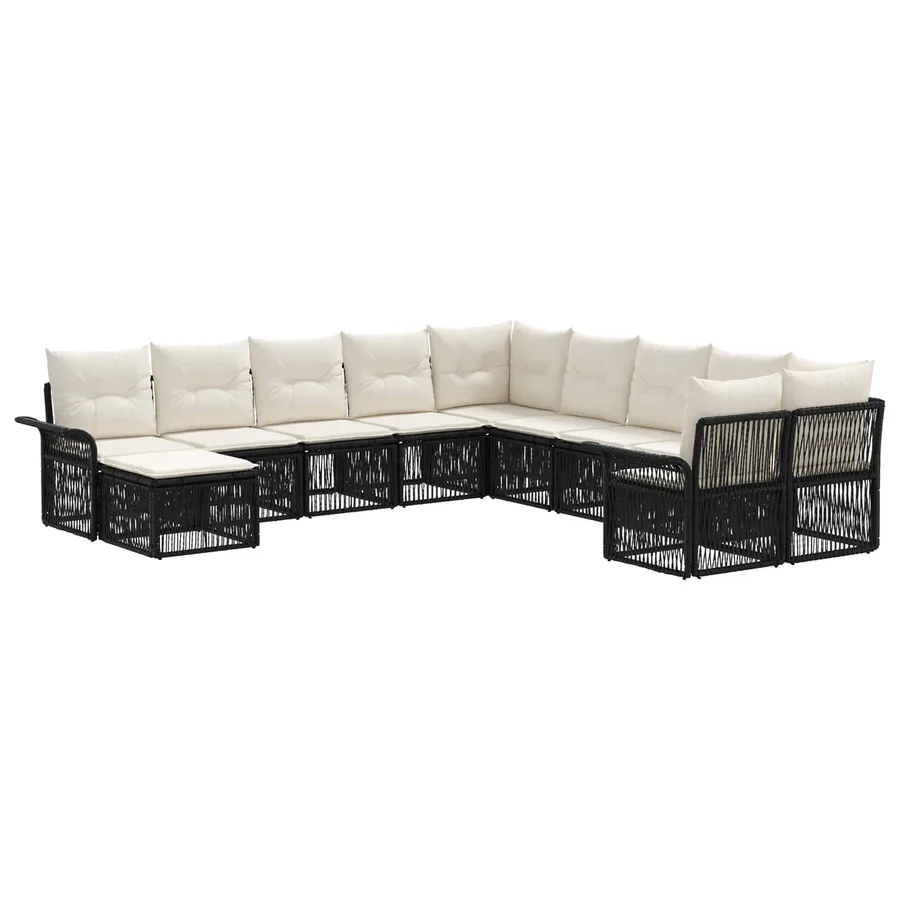 Ensemble de canapé de jardin 11 pcs Noir et blanc crème