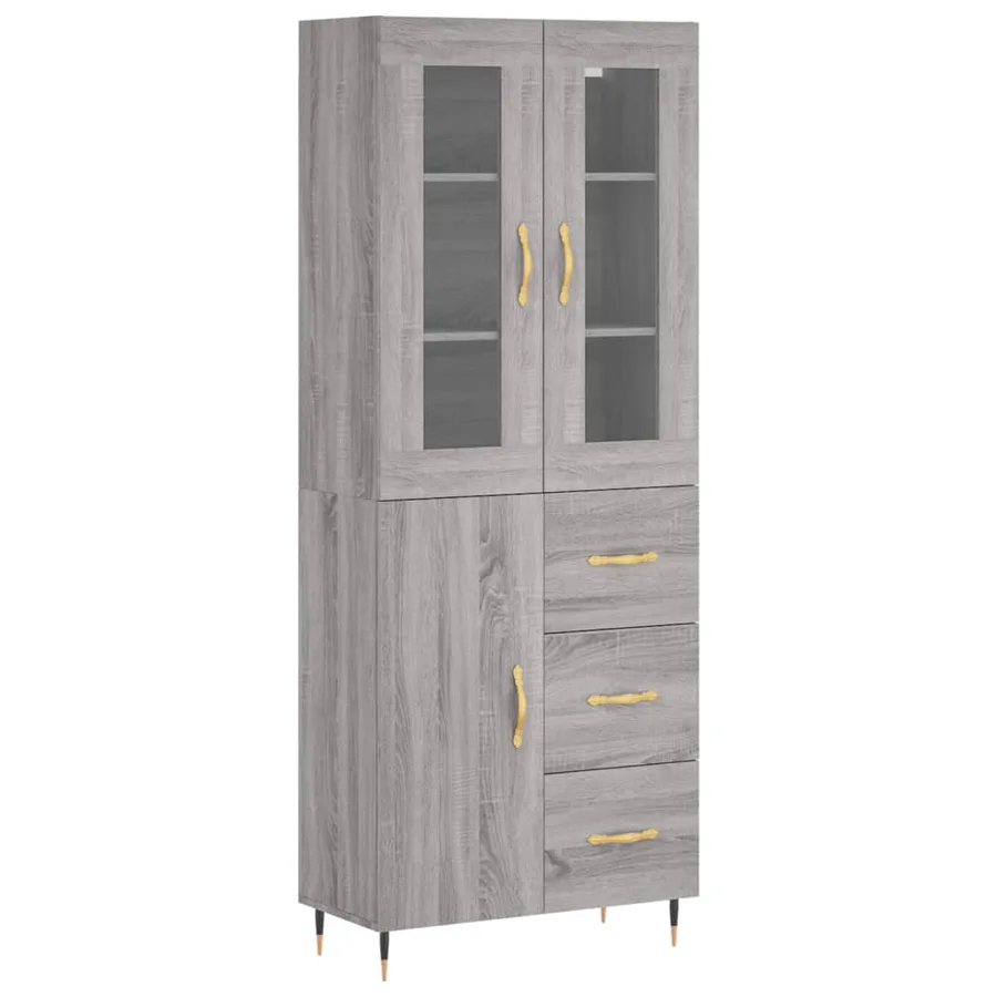 Buffet haut Sonoma gris 69,5x34x180 cm Bois d'ingénierie - 2