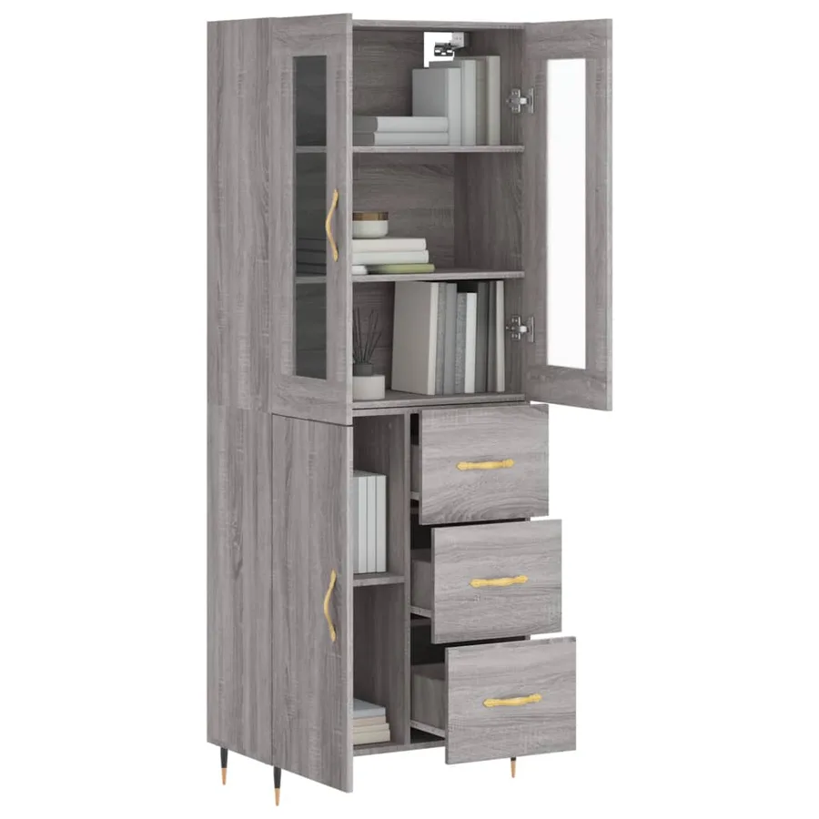 Buffet haut Sonoma gris 69,5x34x180 cm Bois d'ingénierie - 3
