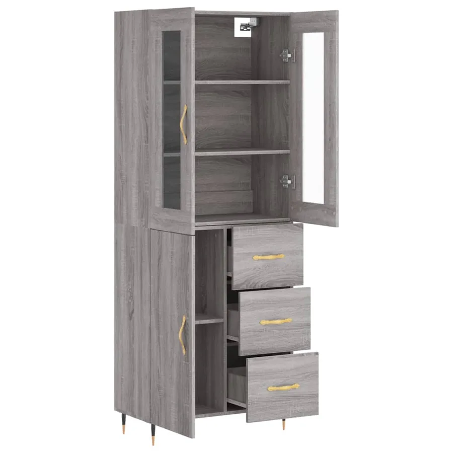 Buffet haut Sonoma gris 69,5x34x180 cm Bois d'ingénierie - 4
