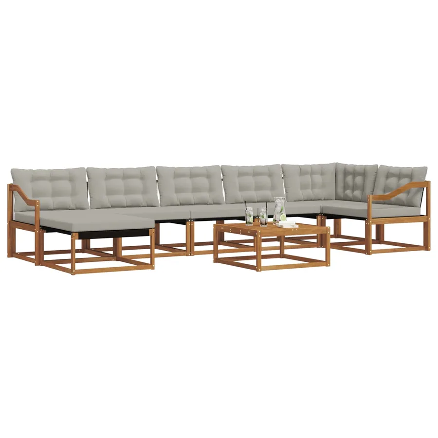 Ensemble de canapés d'extérieur 8 pcs Gris Naturel et Clair - 3